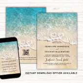 Zee Foam Hearts Beach bruiloft uitnodiging