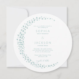 Zee Foam Moon Stars White Wedding Invitation Kaart