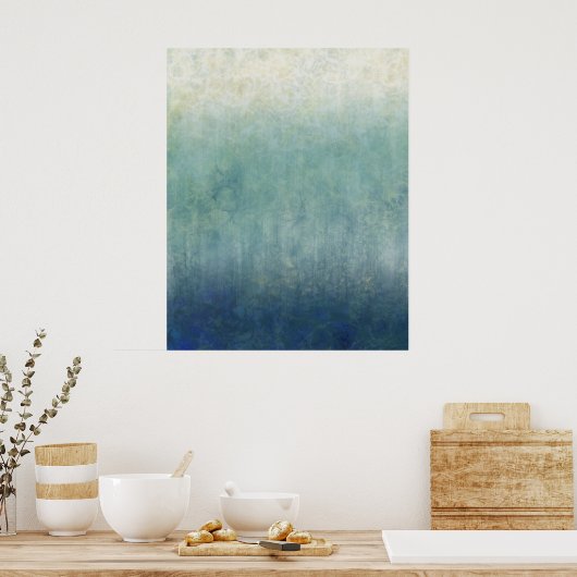 Zee Foam - Ocean Abstract Ombre Soft Blue Green Poster (Keuken)