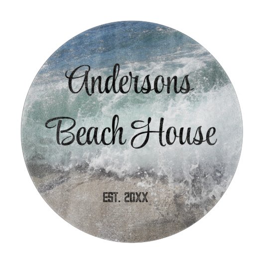 Zee Foam Ocean Waves Familienaam Keepsake Snijplank (Voorkant)