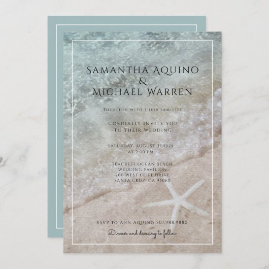 Zee Foam Sand Ocean Beach Weddenschap Kaart (Voorkant / Achterkant)