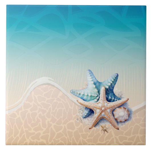 Zee Foam Starfish Coastal Beach Decor Tegeltje (Voorkant)