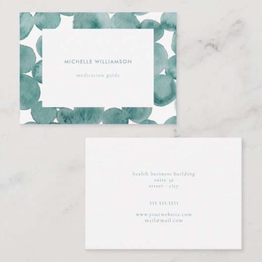 Zee Foam Turquoise Mint Abstracte Waterverf Visitekaartje (Voorkant / Achterkant)