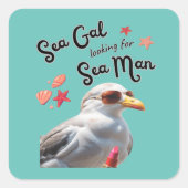 Zee Gal Op zoek naar Zee Man Vierkante Sticker (Voorkant)