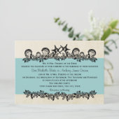 Zee Garland Aqua Bruiloft Kaart (Staand voorkant)