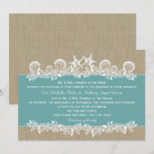 Zee Garland Blauwgroen bruiloft Kaart (Voorkant / Achterkant)