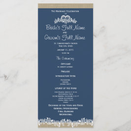 Zee Garland Navy Blue Trouwprogramma Programmakaart