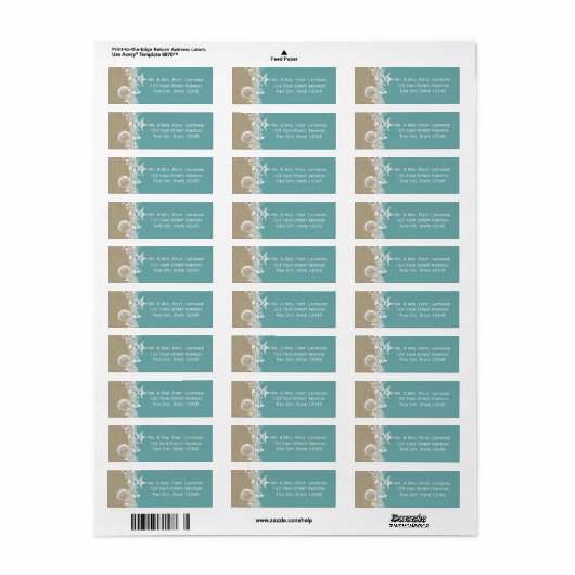 Zee Garland Starfish en Seashell Etiket (Full Sheet)