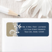 Zee Garland Tropische Zeester en Seashell Blauw Etiket (Insitu)