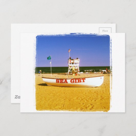 Zee Girt Lifeguard Boat Briefkaart (Voorkant / Achterkant)