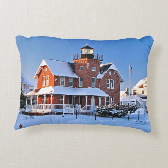 Zee Girt Lighthouse, New Jersey Accent Kussen (Achterkant)