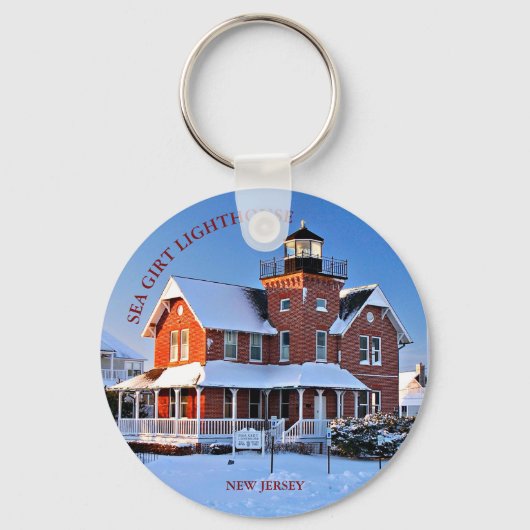 Zee Girt Lighthouse New Jersey Sleutelhanger (Voorkant)