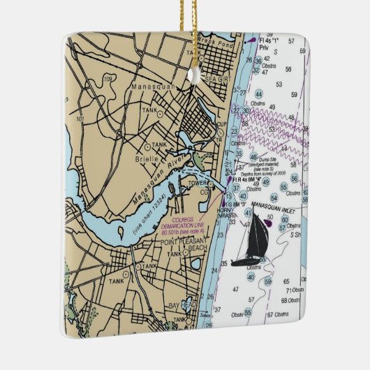 Zee Girt NJ Chart Keramisch Ornament (Rechts)