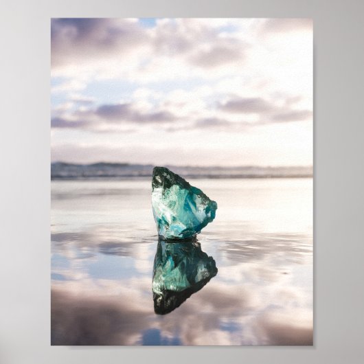 Zee glas bij zonsondergang foto afdruk poster (Voorkant)