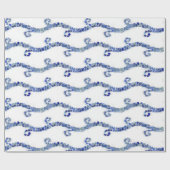 Zee glas - blauwe golven cadeaupapier (Vlak)
