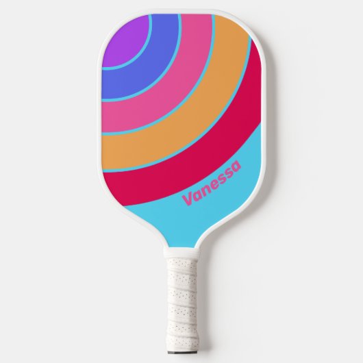 Zee Glas Cirkel Streep met Naam Pickleball Paddle (Voorkant)