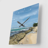 Zee glas en bakhout Nautisch - blauw Blauwgroen Vierkante Klok (Hoek)