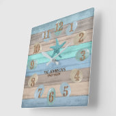 Zee glas en bakhout Nautisch Vierkante Klok (Hoek)