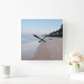 Zee Glas en Strandhout Nautisch - Blauw Blauwgroen Vierkante Klok (Huis)