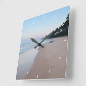 Zee Glas en Strandhout Nautisch - Blauw Blauwgroen Vierkante Klok (Hoek)