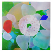 Zee glas en Zee Urchin Shell Tegeltje (Voorkant)