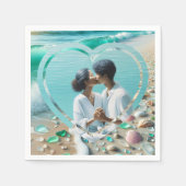  Zee Glas Foto Bruiloft Servet (Voorkant)