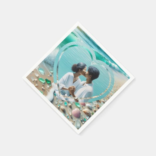  Zee Glas Foto Bruiloft Servet (Hoek)