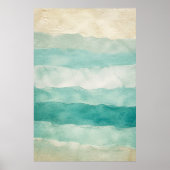 Zee Glas Gradiënt Waterverf Kust Kunst Poster (Voorkant)