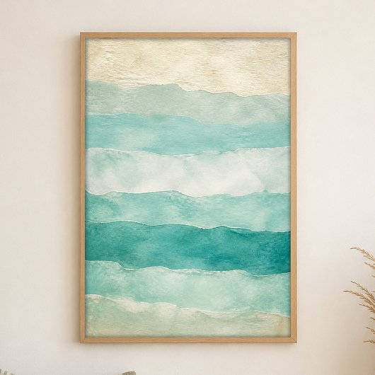 Zee Glas Gradiënt Waterverf Kust Kunst Poster