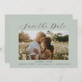 Zee Glas Groen Elegant Modern Boho Save the Date Kaart (Voorkant / Achterkant)