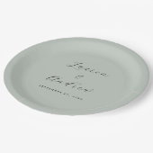 Zee Glas Groen Elegant Modern Eenvoudig Bruiloft Papieren Bordje (Gekanteld)