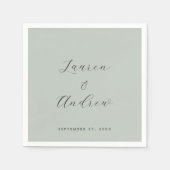 Zee Glas Groen Elegant Modern Eenvoudig Bruiloft Servet (Voorkant)