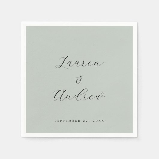 Zee Glas Groen Elegant Modern Eenvoudig Bruiloft Servet (Voorkant)