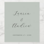 Zee Glas Groen Elegant Modern Eenvoudig Bruiloft Wijn Etiket (Enkel label)