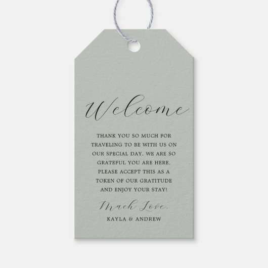 Zee Glas Groen Script Elegant Modern Wedding Cadeaulabel (Voorkant)