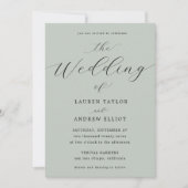 Zee Glas Groen Script Elegant Modern Wedding Kaart (Voorkant)