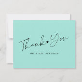 Zee glas groene bruiloft elegant script bedankkaart (Voorkant)