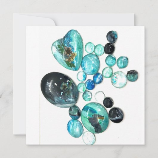Zee glas kleurt bloemen en bling (Voorkant)