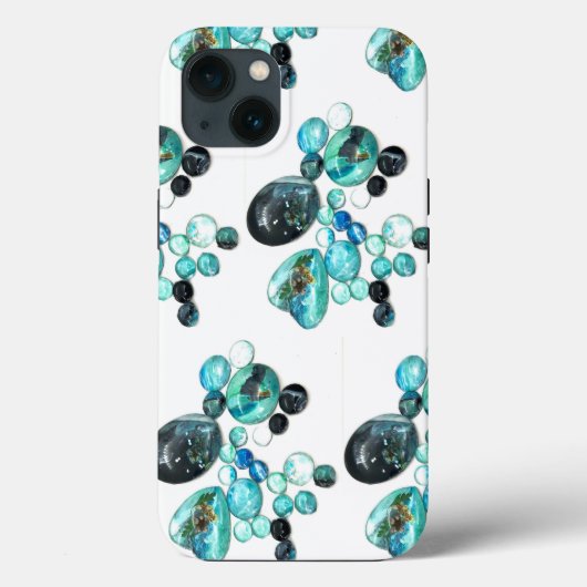 Zee glas kleurt bloemen en bling Case-Mate iPhone case (Achterkant)
