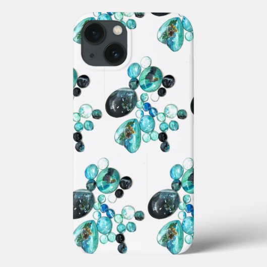 Zee glas kleurt bloemen en bling Case-Mate iPhone case (Achterkant)