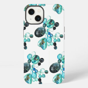 Zee glas kleurt bloemen en bling iPhone 13 hoesje