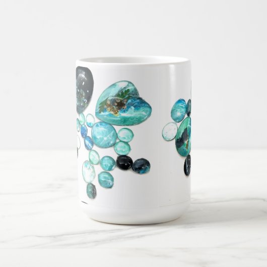 Zee glas kleurt bloemen en bling koffiemok (Center)