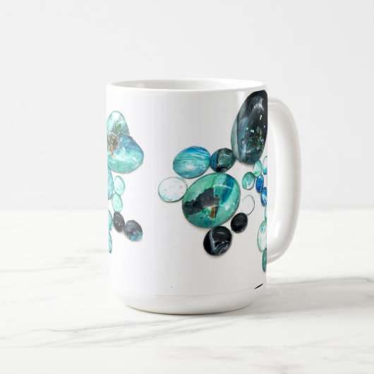 Zee glas kleurt bloemen en bling koffiemok (Voorkant rechts)