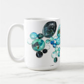 Zee glas kleurt bloemen en bling koffiemok (Links)