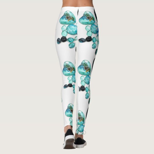Zee glas kleurt bloemen en bling leggings (Achterkant)
