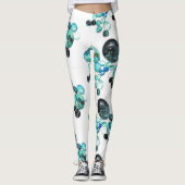 Zee glas kleurt bloemen en bling leggings (Voorkant)