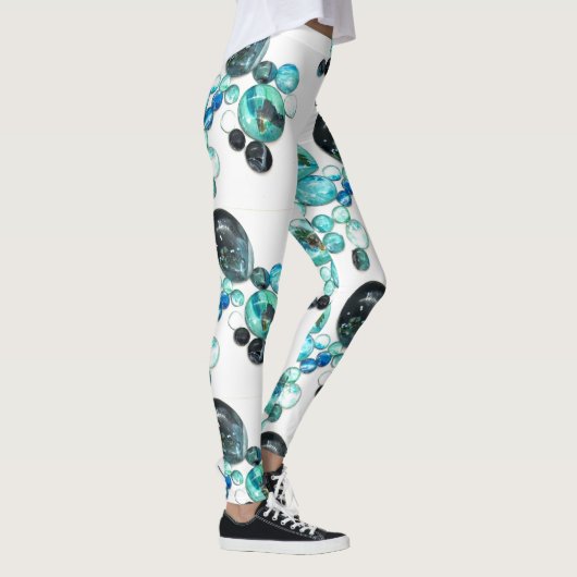 Zee glas kleurt bloemen en bling leggings (Rechts)