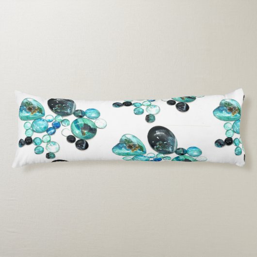 Zee glas kleurt bloemen en bling lichaamskussen (Voorkant)