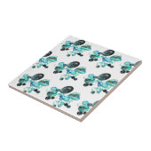 Zee glas kleurt bloemen en bling tegeltje (Zijkant)