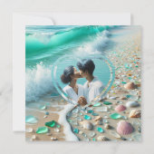 Zee Glas Kustfoto Bruiloft Save The Date (Achterkant)